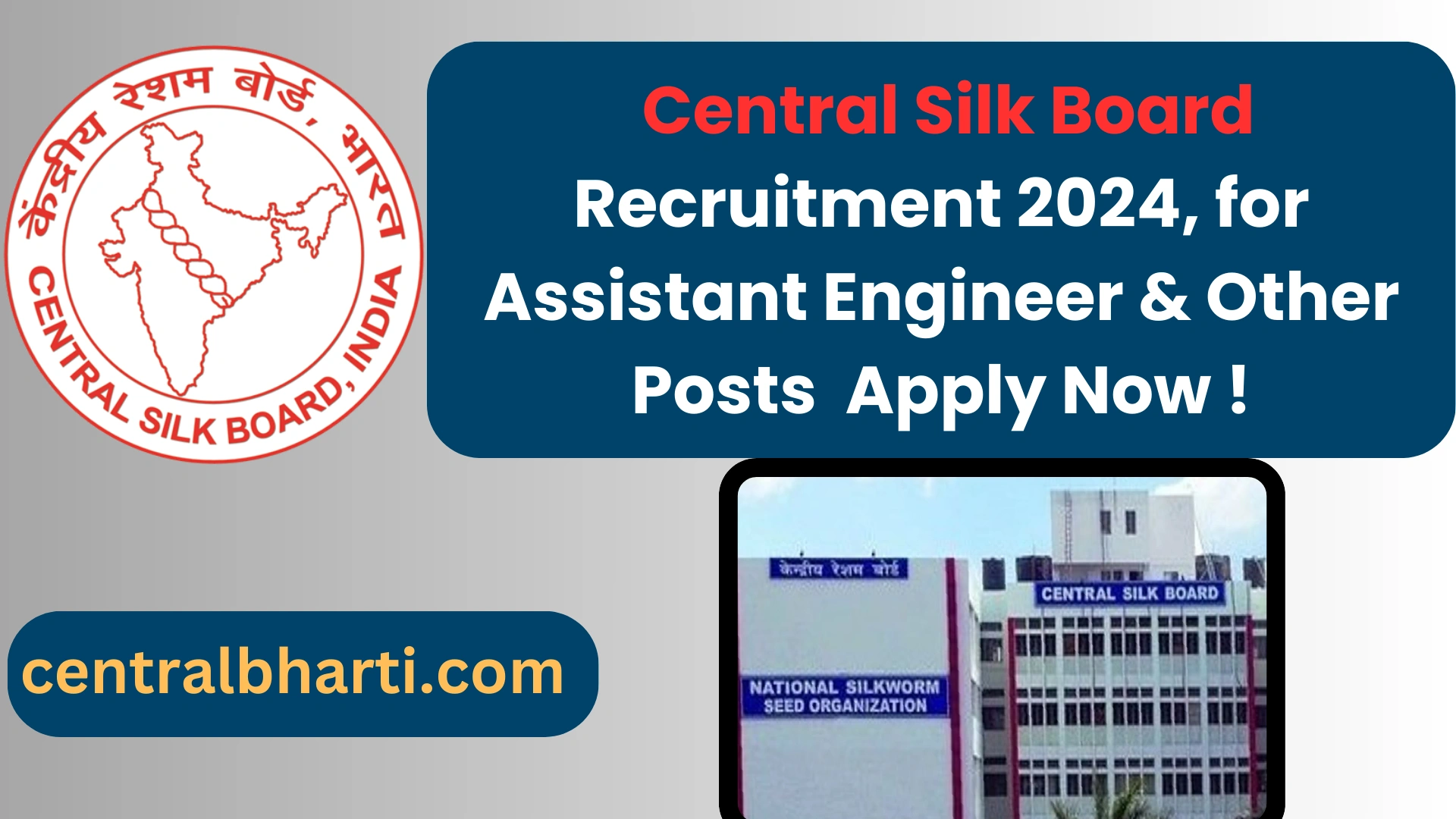 Central Silk Board Recruitment 2024, for Assistant Engineer & Other Posts Apply Now