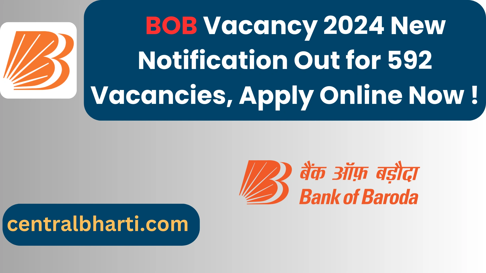  Bank of Baroda BOB Vacancy 2024 New Notification Out for 592 Vacancies, Apply Online Now